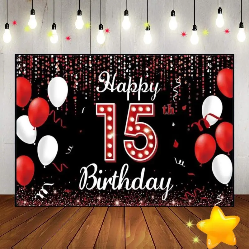 Happy 15Th Birthday Princess Decoration Background Balloon Cake Stand Vintage Gender Reveal Party Hotwheels Boy Prince