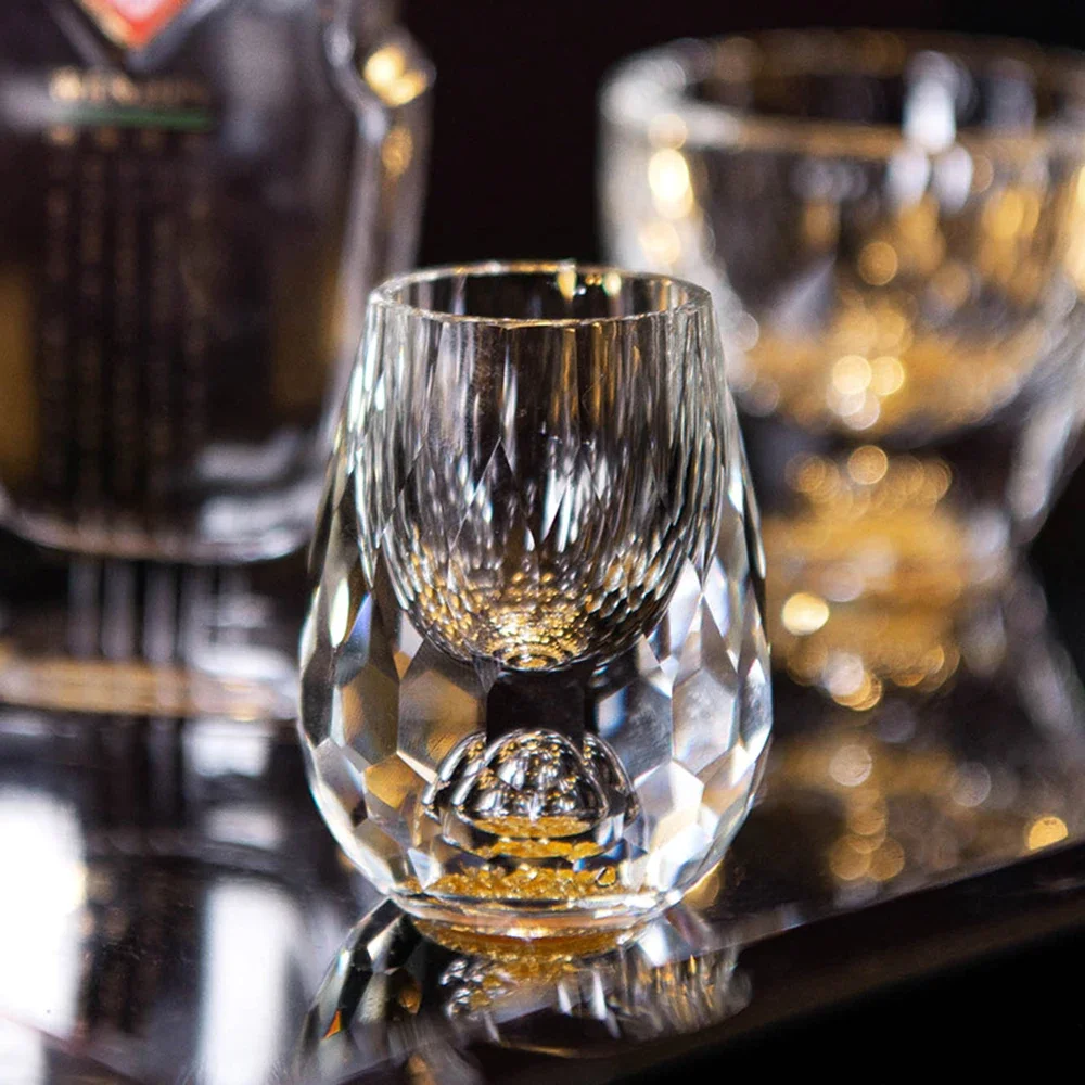 15ML Crystal Glasses Gold Foil Crystal Shot Glasses For Vodka Glass Wine Set Double Glass Wine Cup For Home Bar Liquor Cups
