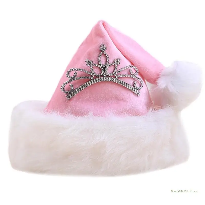 QX2E New Year Santa Hat Plush Thicken Adult Xmas Christmas Festival Gift