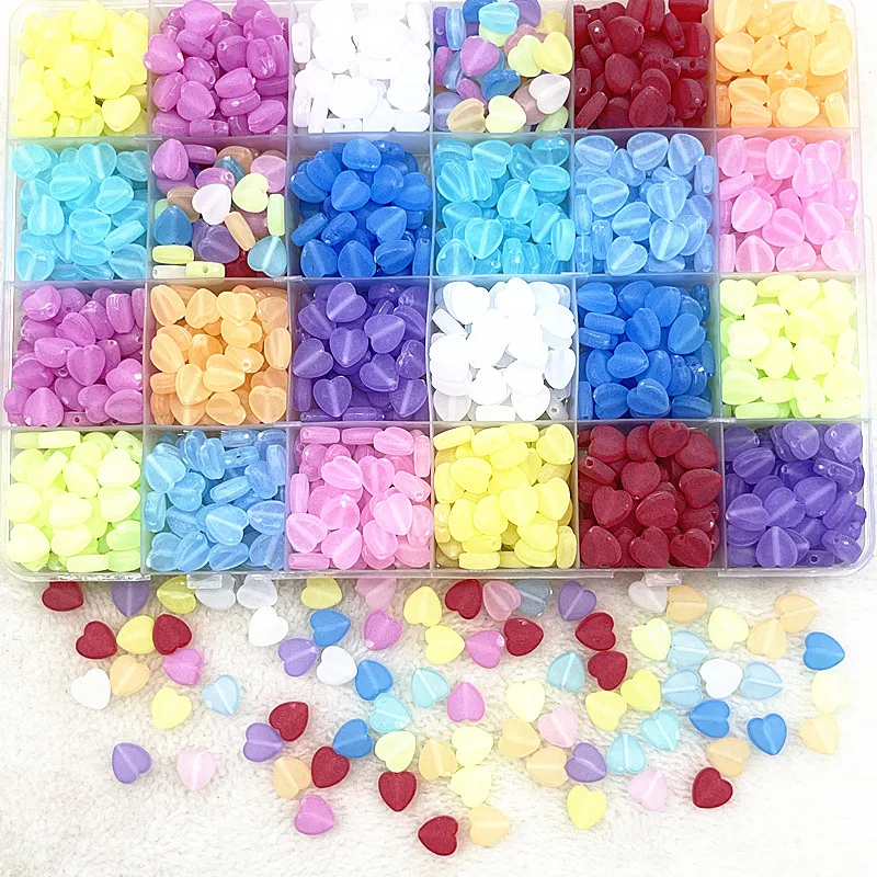 

50pcs 8mm Heart Acrylic Matte Beads Loose Spacer Beads for Jewelry Making DIY Handmade Necklace Bracelets Accessory