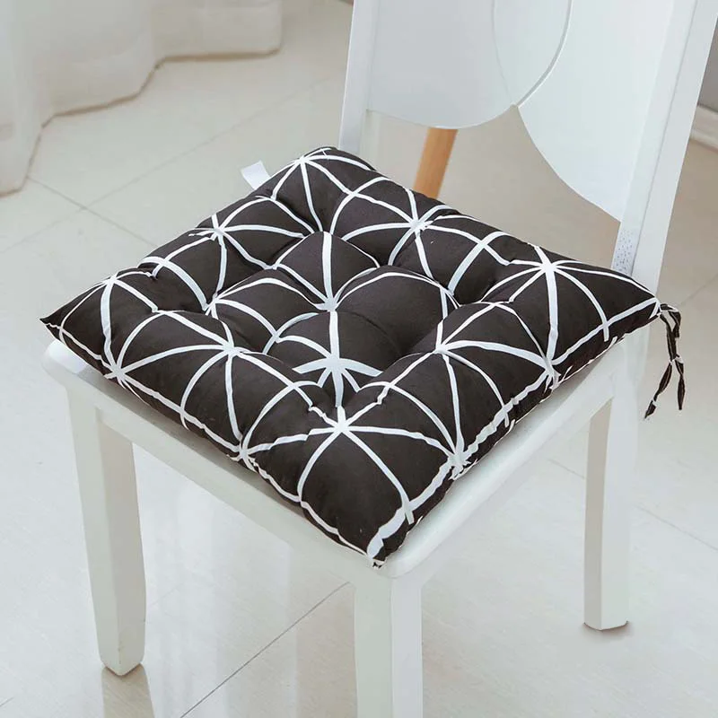 1pc 40x40cm Square Chair Cushion Cotton Linen Chair Back Cuhsion With Anti-skid Strap Home Office Chair Protective Mat Seat Pad 3