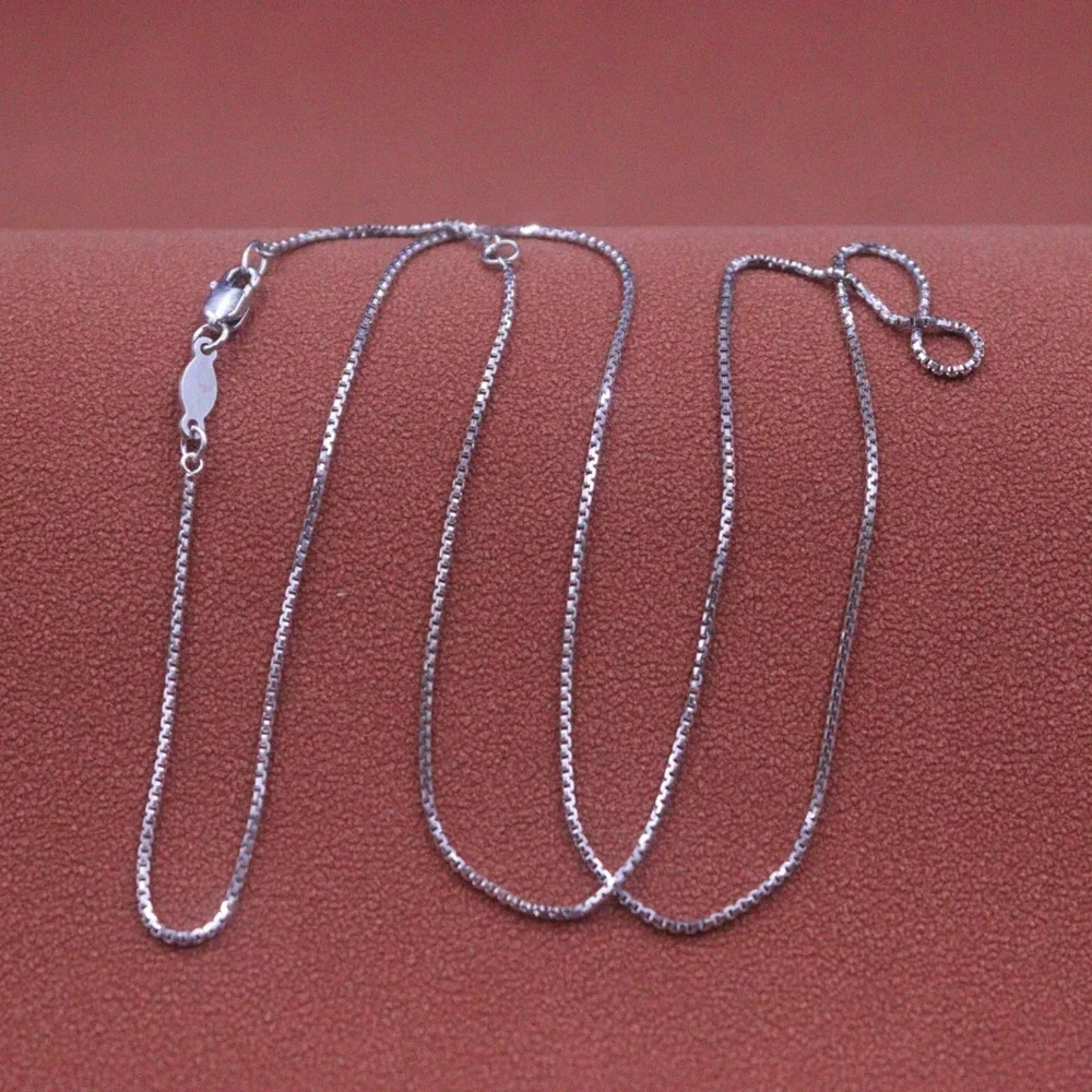 

Real Pure Platinum 950 Chain Women Lucky 0.9mm Box Link Necklace 3.8-4g /45cm