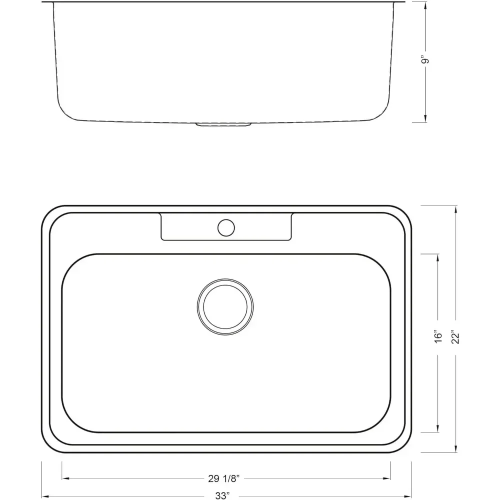 Top-mount/Drop-in Stainless Steel Single Bowl Kitchen Sink with Strainer - 18 Gauge Stainless Steel-1 Faucet Hole 6