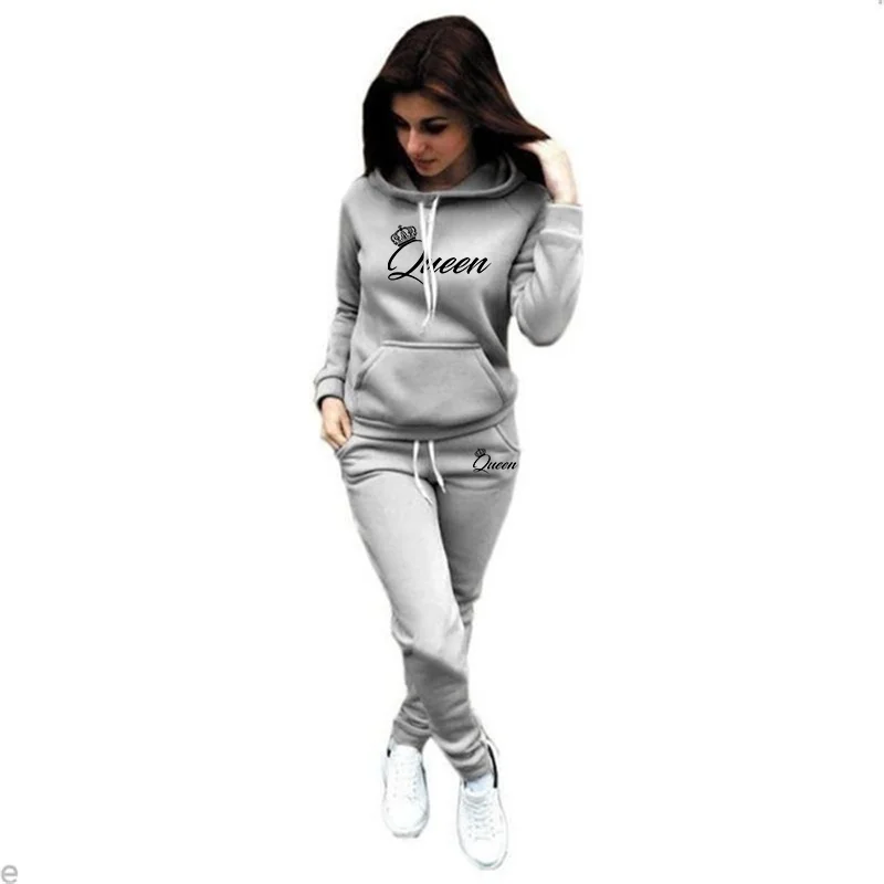 Ensemble 2 pièces sweat-shirt à capuche et pantalon de jogging Haruku décontracté pour femme_voghion.com
