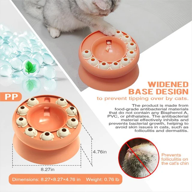 Multifunctiona Slow Feeder Cat Bowl Cats Puzzles Feeder Rotating Improve IQ Game juguetes para for Aid Pets Digestion And Mental 2