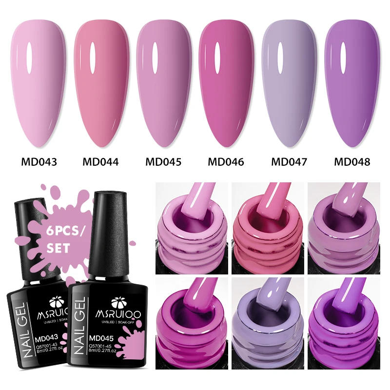 MSRUIOO 6Pcs/Set Gel Nail Polish White Black Gold Glitter Semi Permanent Nail Art Gel Varnish Manicure For Nails Nail Supplies 3