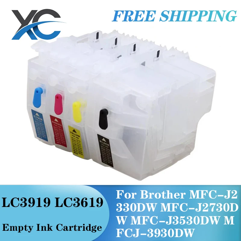 칩 없는 빈 리필 잉크 카트리지, 브라더 MFC-J2330DW MFC-J2730DW MFC-J3530DW MFCJ-3930DW, LC3919, LC3619, 4 색