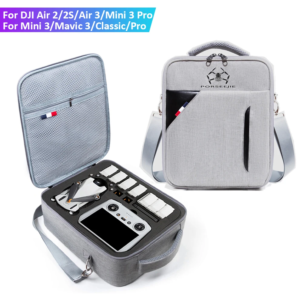 Drone DJI Mini 4 Pro glissé dans sa housse de protection, fermeture éclair sécurisée