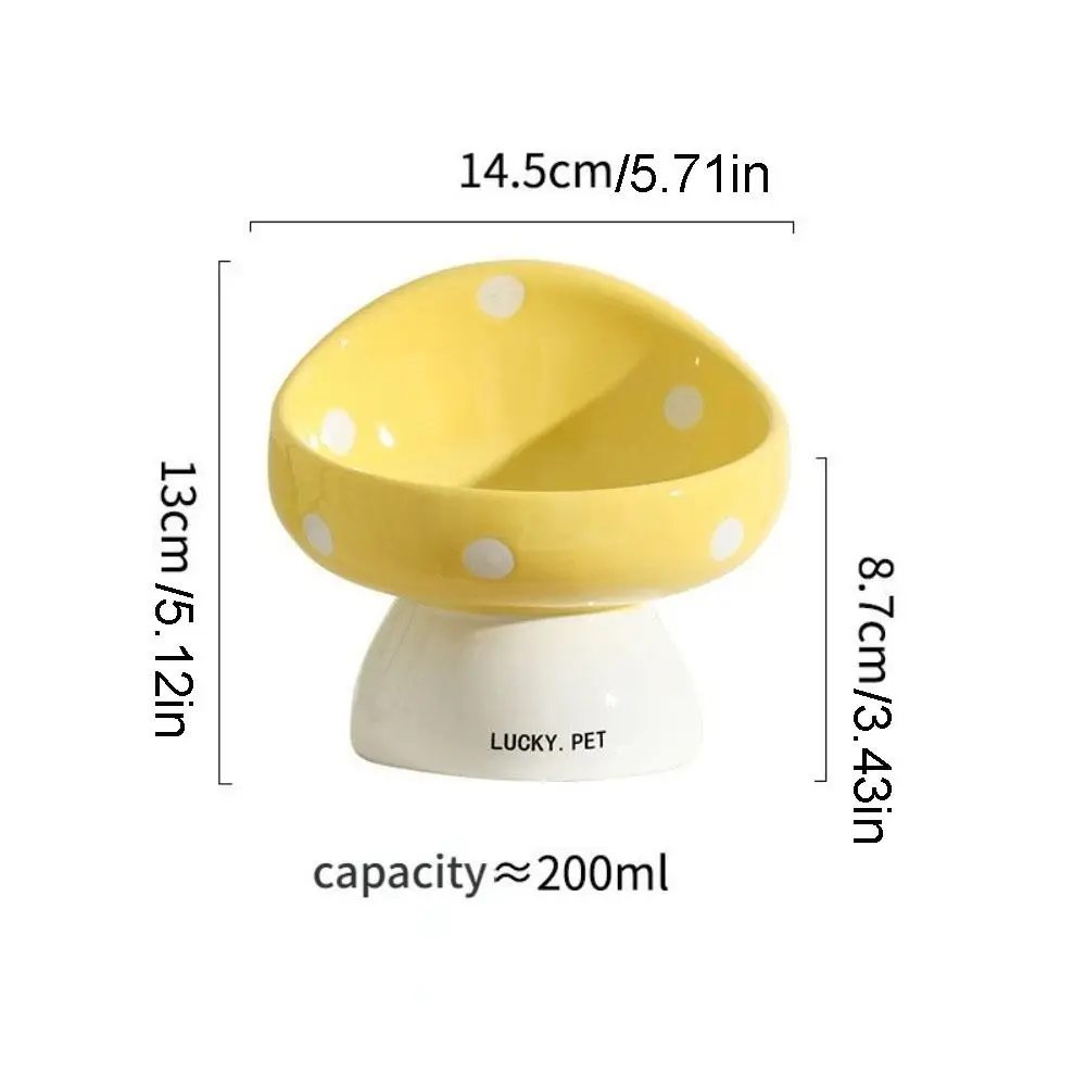 Cute Mushroom Cat Bowl Ceramic Slanted Mouth Dog Food Feeding Basin Large Capacity Multi-use Pet Drinking Feeder Pet Supplies