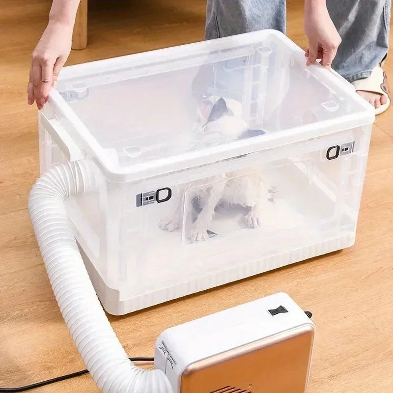 1Pc Pet Drying Box Cat Noise Super Quiet Wheels Transparent Home Dog Cat Bathing Hairs Blow Dog Hair Connect Pet Water Blower