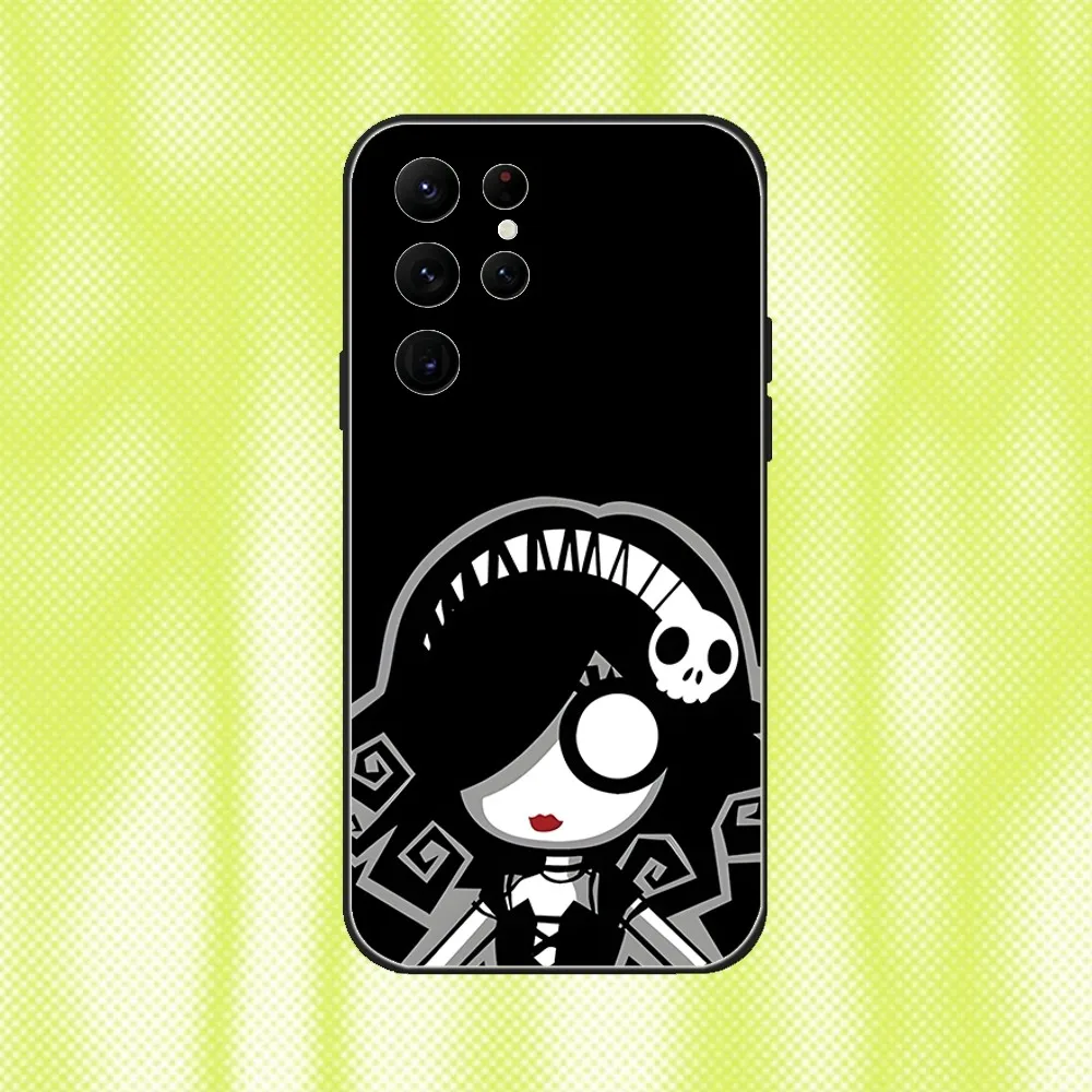 Chic Emo Goth Black Soft Phone Case - Stylish and Adorable Design