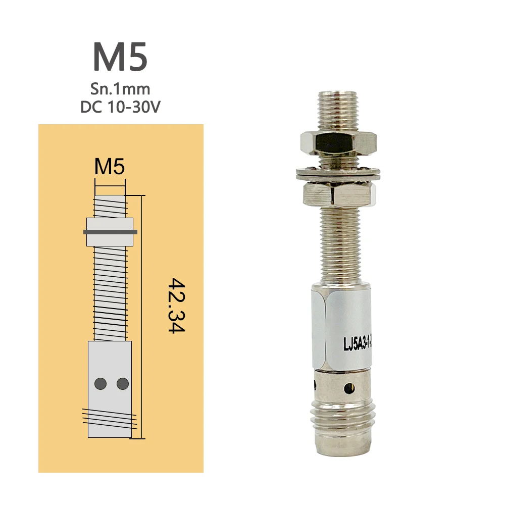 Sensor De Proximidad Inductivo Heschen M4 Tipo Escudo - LJ4A3-1-Z/BY, 1mm, 10-30VDC, PNP Normalmente Abierto | Para Detección De Metales Magnéticos
