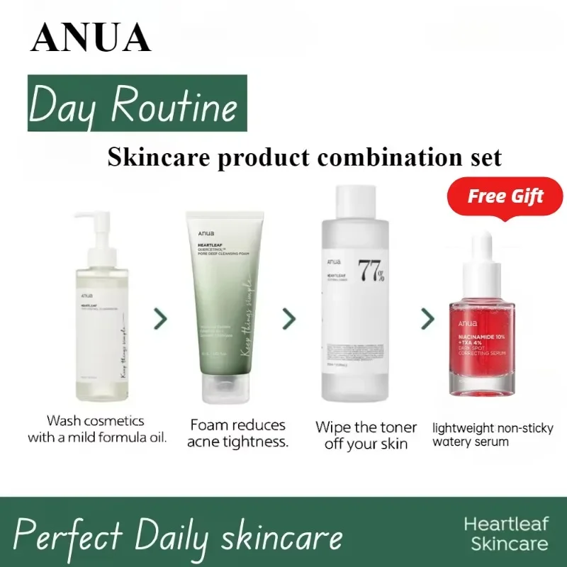 Facial Cleanser Skin Care Set Korean Anua Heartleaf Pore Control Cleansing Oil Toner Serum