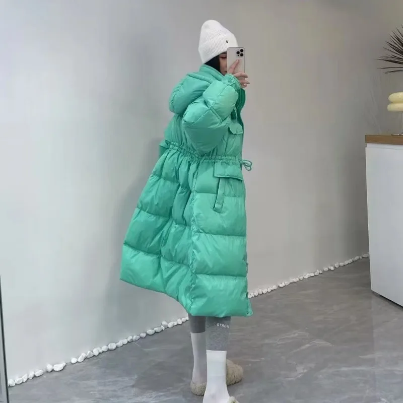 2023 New Women Down Jacket Winter Coat Female Mid Length Version Parkas Thick Warm Outwear Hooded Leisure Time Fashion Overcoat