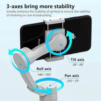 HQ3 3-Achsen-Kardanstabilisator für Smartphones - Faltbarer Handheld-Telefon-Videoaufzeichnungs-Vlog-Anti-Shake-Stabilisator für iPhone und Android