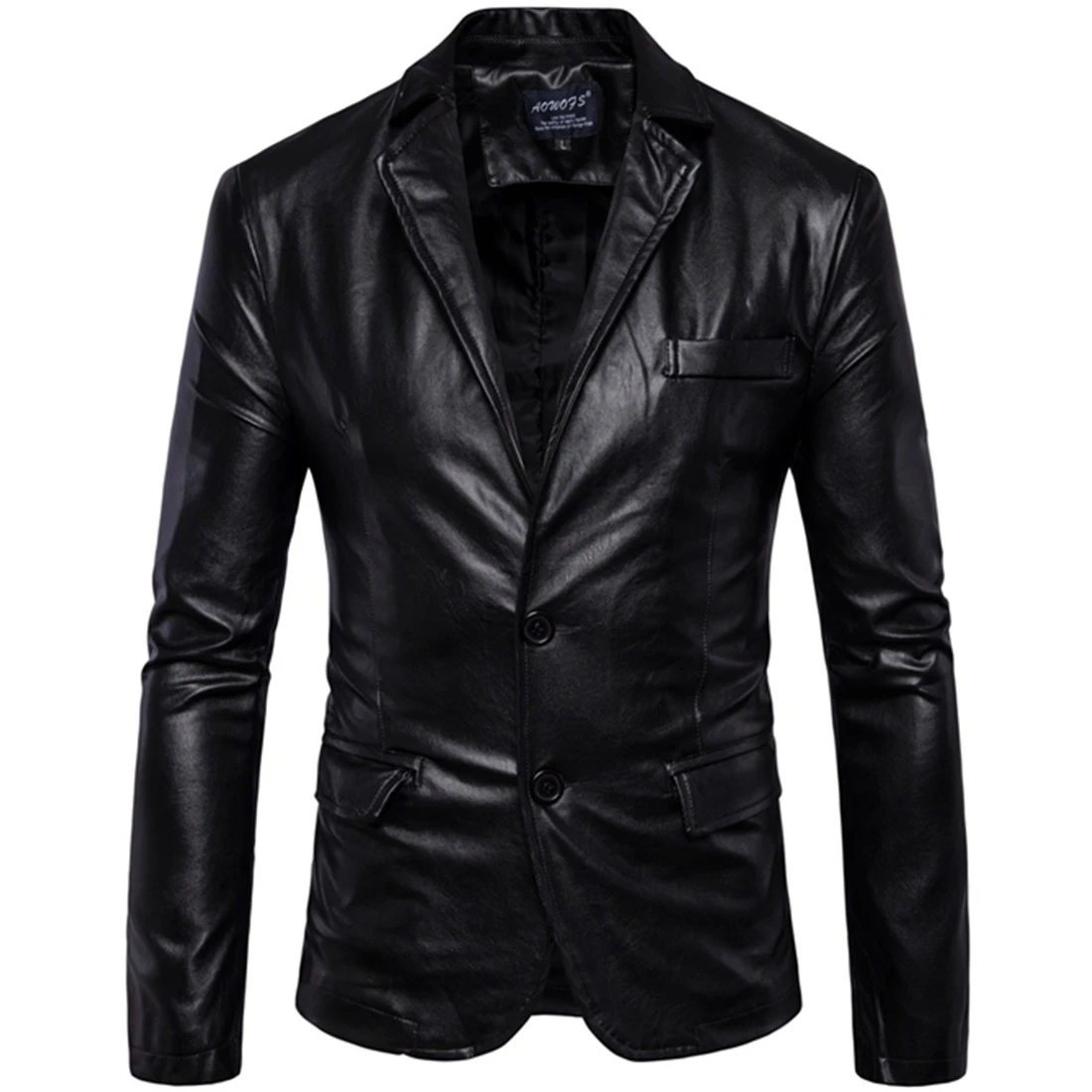 leather baseball jacket Men's Business Casual Classic Simple Style Solid Color Leather Jacket / 2021 New High Quality Male PU Suit Blazers Coat all saints leather jacket mens