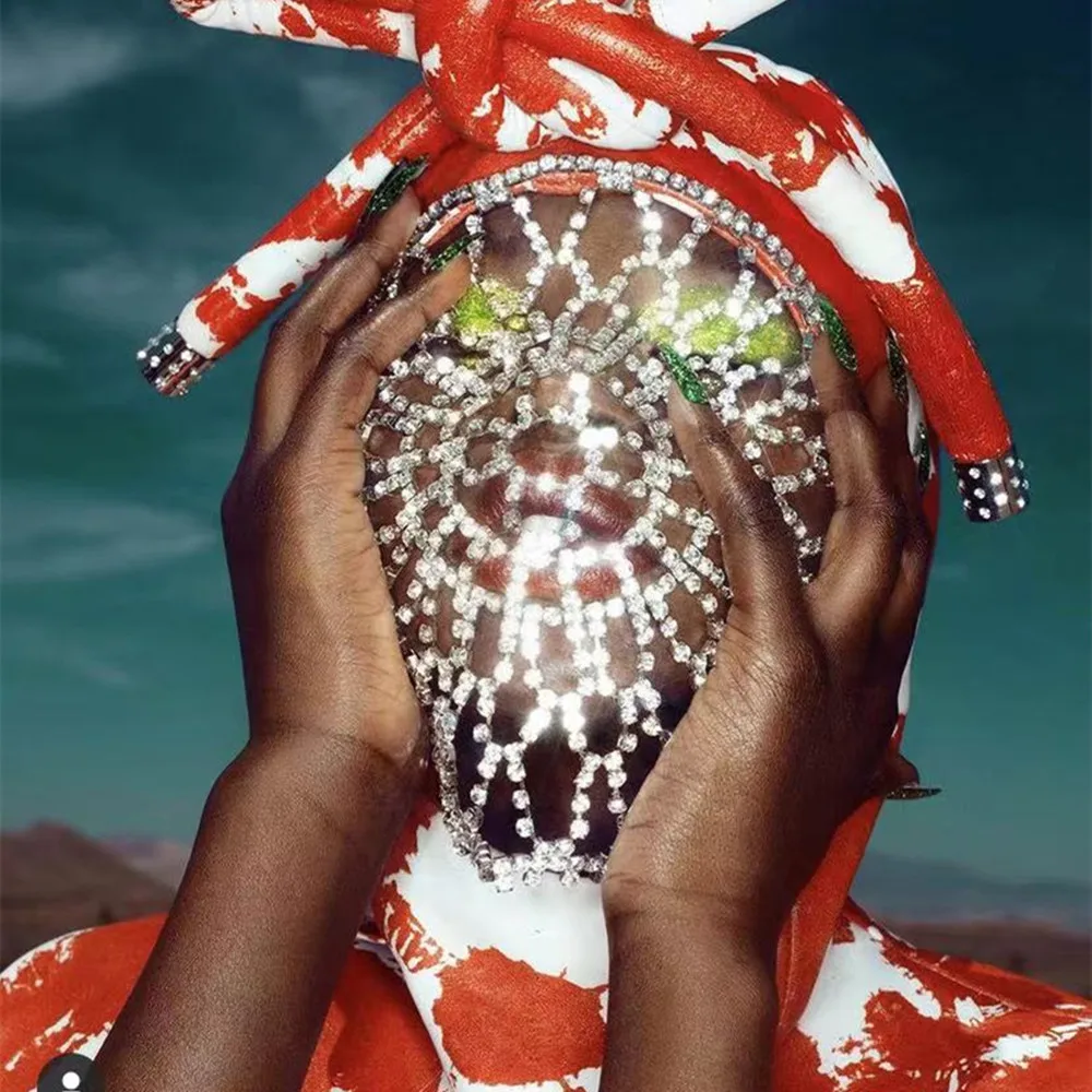 Fashion luxury shining Rhinestone mesh hollow mask body jewelry women's wedding accessories bridal mask chain party accessories