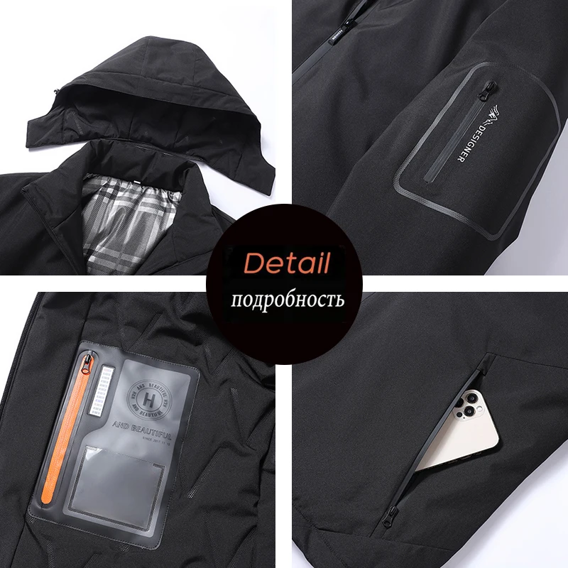 Winter Men Outdoor Windproof Sport Jackets Coats Man Loose Casual Detachable Hat Jacket Male Jogger Streetwear Windbreaker Parka 6