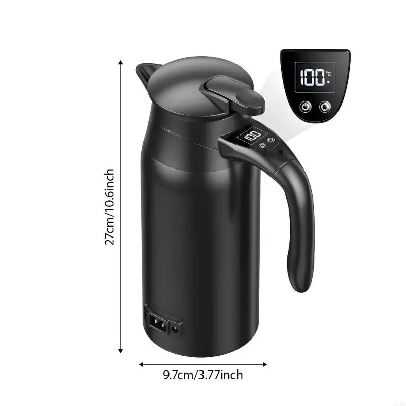 디지털 온도 모니터 12V 24V를 갖춘 C63D 스테인레스 스틸 차량 주전자 800ml