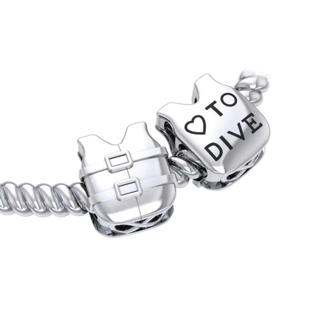 Huoonew Fit Original Pan Charm Bracelet  925 Silver Scuba Diving Shoe Helmet Dress Equipment Bead For Making Teens Berloque 2