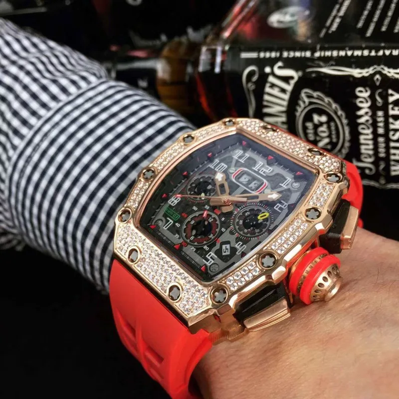 

Luxury Brand Mens Watches Men Sports Automatic Date Rubber Strap Quartz Wristwatches Chronograph Clock Man Casual Silicone Watch