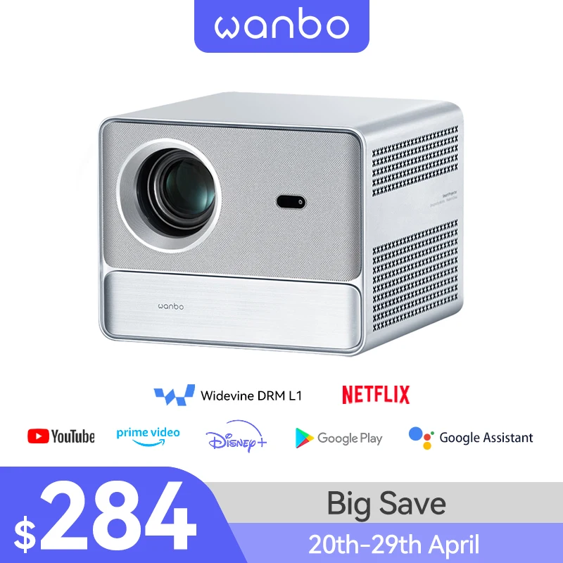 Wanbo DaVinci 1 Pro Projector Google TV11.0 Proyector 1080P 4K Home Theater Auto Focus 5G WiFi Bluetooth Portable Projector