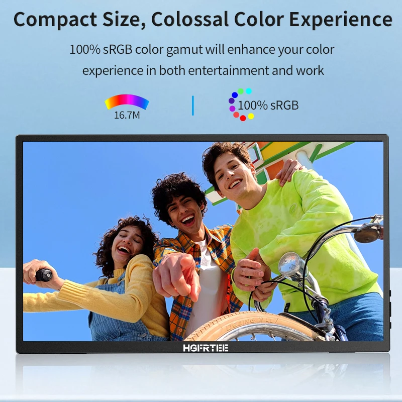 HGFRTEE 18.5인치 휴대용 모니터 120Hz RGB100%(VESA 홀 및 후면 브래킷 포함) 노트북 확장 디스플레이 ADS-IPS HDR 스크린