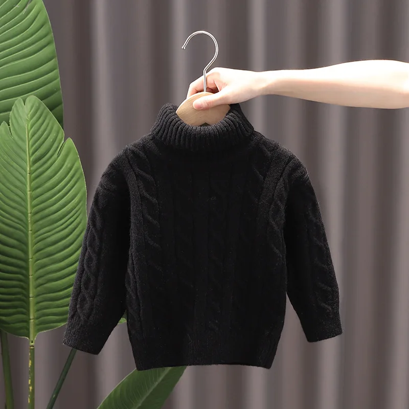 1-6 Year Old Children's Sweater Autumn/Winter Boys' Girls' High Neck Texture Pattern Knitted Sweater Fashion Warm Pullover