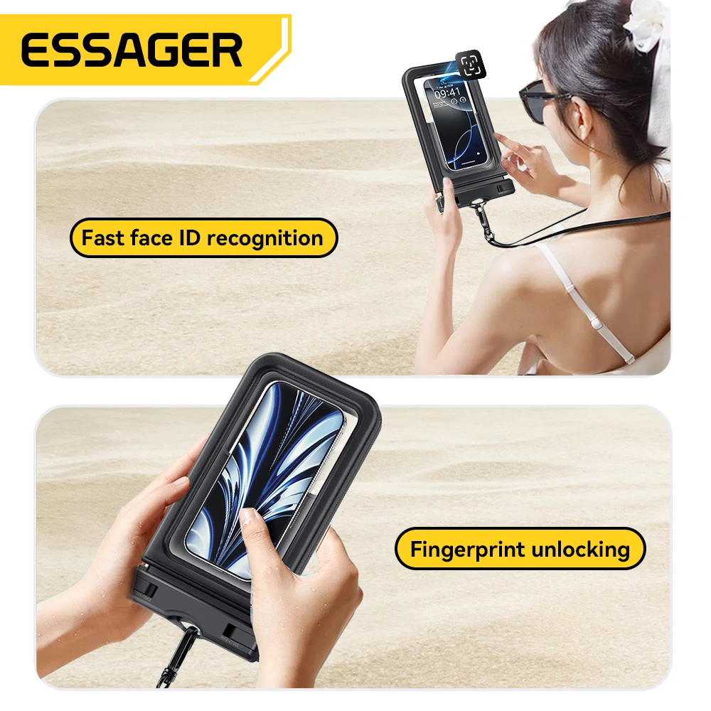 Essager IPX8 Dual-pocket Waterproof Phone Bag For iPhone 16 15 14 Pro Max Drift Diving Surfing Swim Pouch Bag Universal Cover