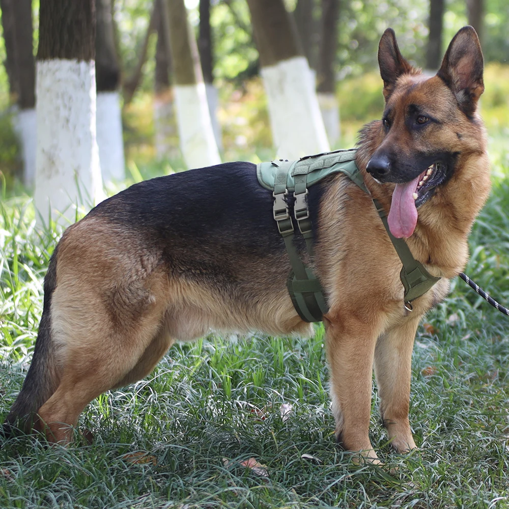 Tactical Dog Harness Military Training Vest Pet Harness for Medium Large Big Dog Black Green Gray