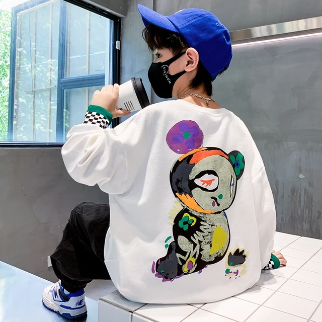 Spring Summer Children's Clothing Boys T-shirt Back Letters Print Kids Tops  Short Sleeve Sweatshirt White Black Bottoming Shirts - T-shirts - AliExpress