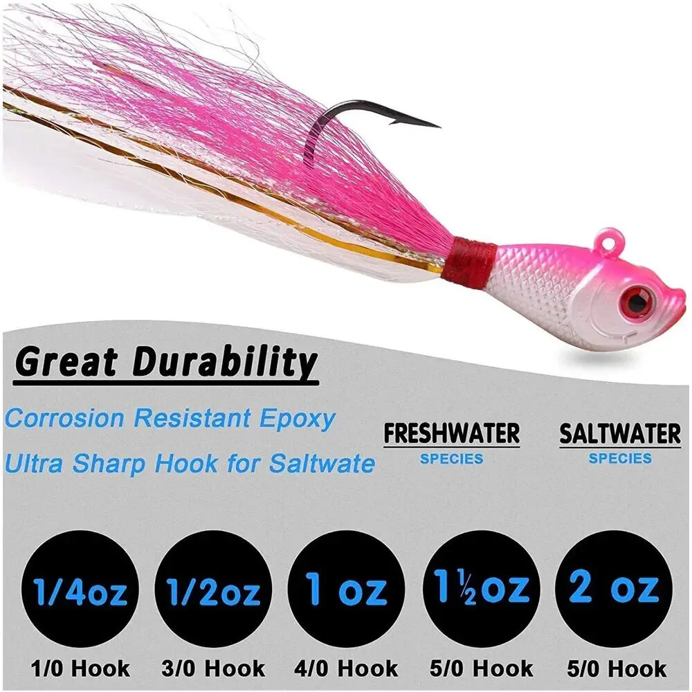 Bucktail Jig Head Fishing Lure Artificial Wobbler Bait With Hook for