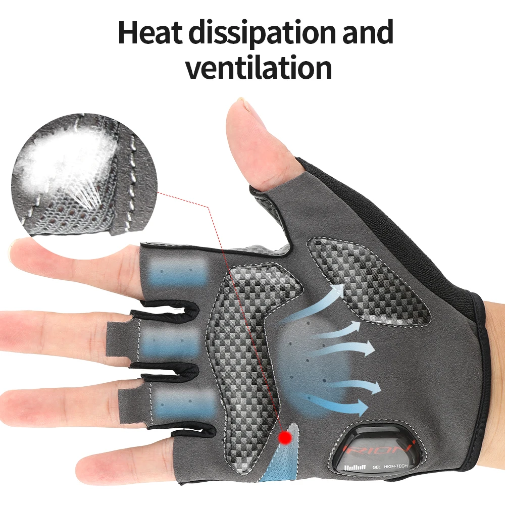 RION Men's Shockproof Gel Pad Cycling Glove Half Finger Sport Gloves Summer Bicycle Gym Fitness  MTB Bike Fingerless Motorcyclis 3