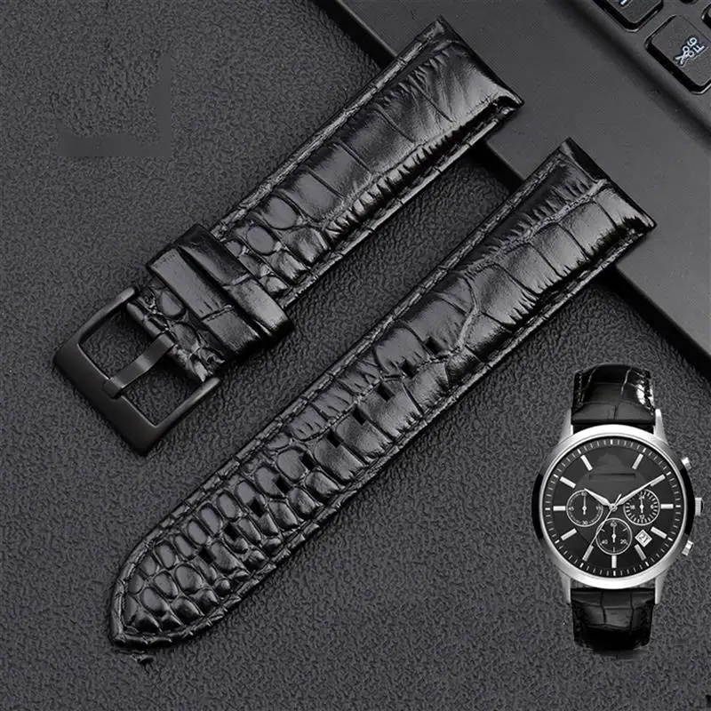 SCHIK Genuine Leather Bracelet Is Suitable For Armani AR2447/1981/1973/60028 Watchband With Waterproof Gang Shout Male 22mm