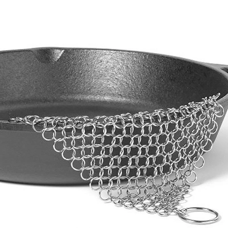 Premium Stainless Steel Cast Iron Cleaner & Scrubber Brush for Skillets, Griddles, Pans, and Grills
