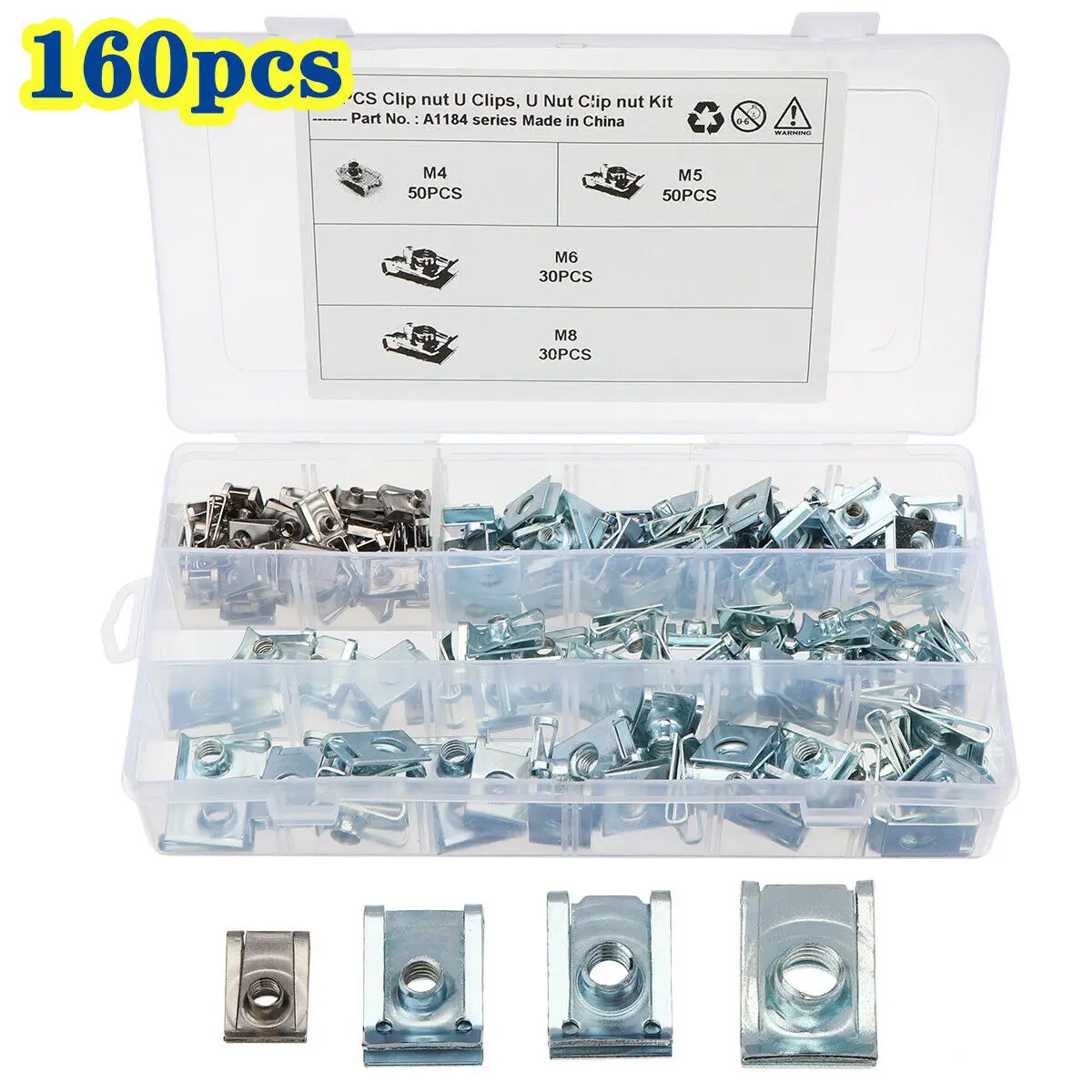 Lot De 90 Clips U En Métal Pour Voiture - Tailles M4, M5, M6, M8 - Acier Au Manganèse, Fixation Solide De Carrosserie