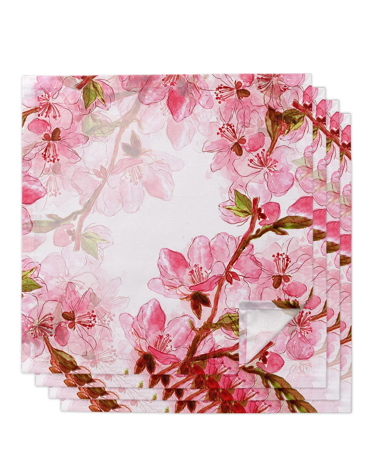 

Watercolor Sakura Table Napkins Cloth Diner Banquet Wedding Party Handkerchief Cloth Home Decorations Napkins