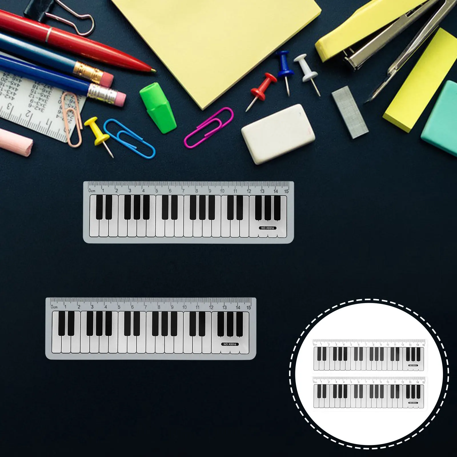 10Pcs 학생 자 세트 15Cm 피아노 패턴 학교 음악 교육을위한 플라스틱 미터..