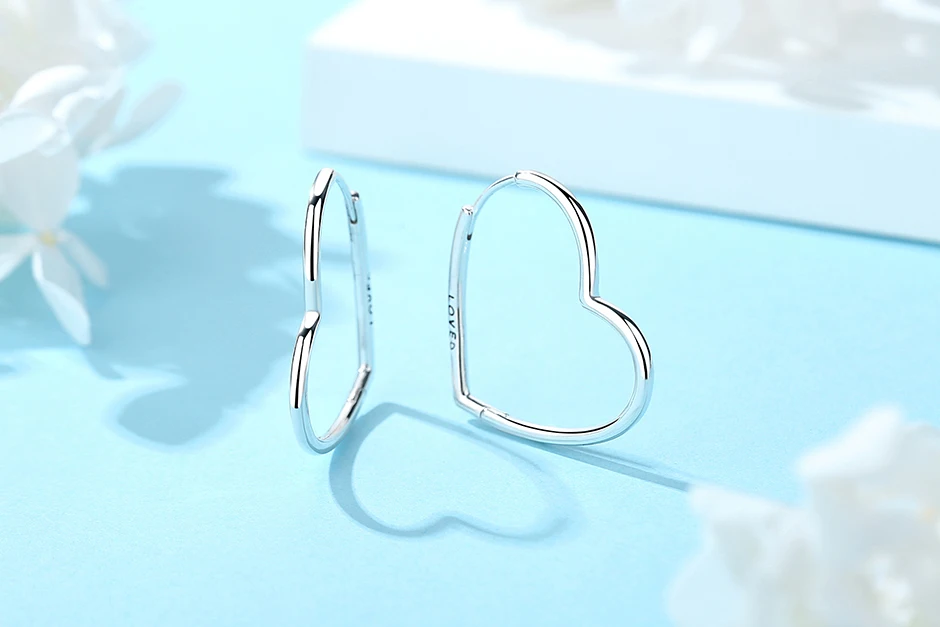 Neue 2026 Original 925 Sterling Silber Ohrringe für Damen, Piercing-Creolen mit Herzdesign, Roségold Hochzeitsgeschenk, Luxus-Schmuck – Detail 3