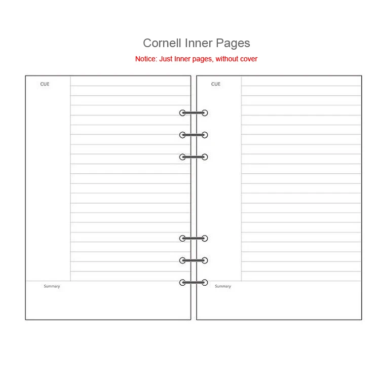 Loose Leaf Spiral Notebook Refill with Mixed Layouts