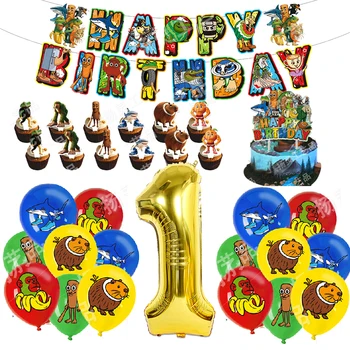 Tung Tung Sahur Forniture per feste di compleanno Brainrot Tralalelo Tralala Banner Torta Top Banner Palloncino Divertente Meme Anime Decorazioni per la casa 1