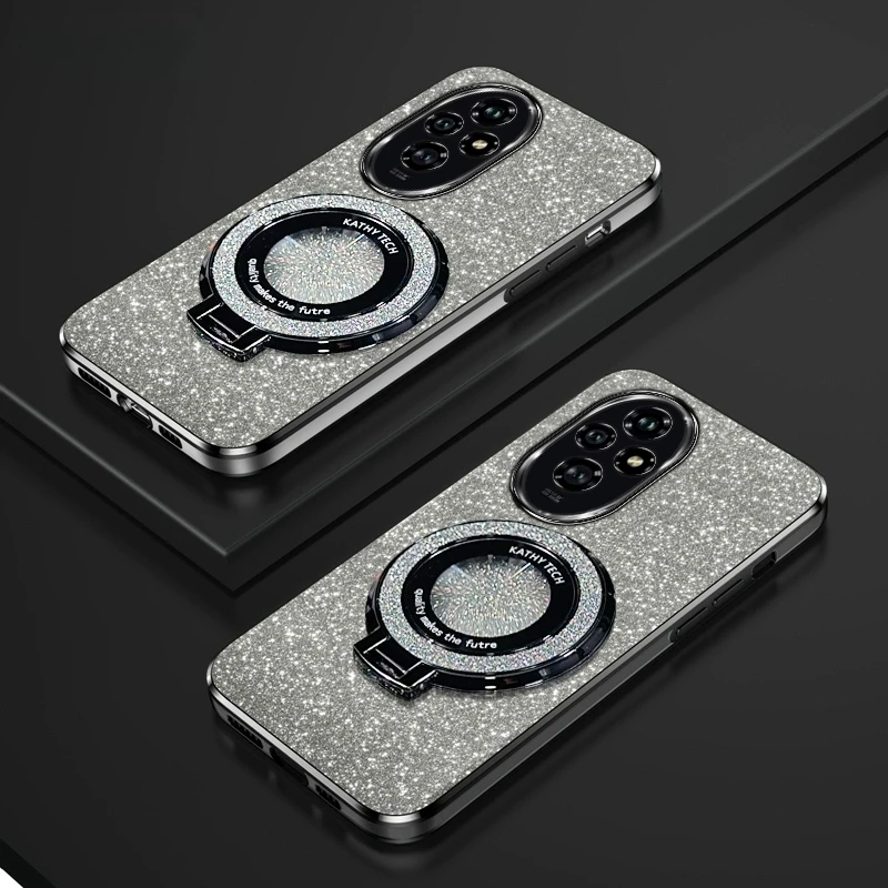 Glitter Plating Magnetic Holder Soft Silicone Phone Case