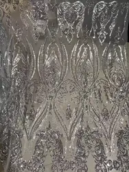 Elegant Rose Red and Dark Green Glitter Lace Fabric - 1 yard (Grey)