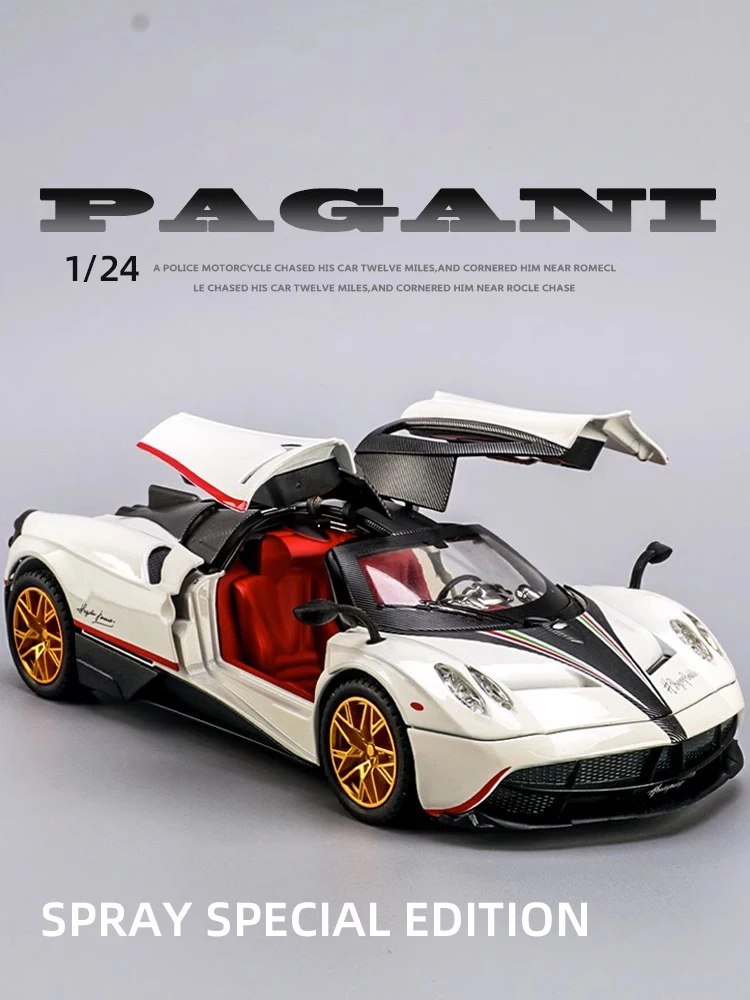 

1/24 Pagani Aeolus Super Sport Car Simulation Alloy Diecast Model Car Sound & Light Spray Function Toys Christmas Presents Gifts
