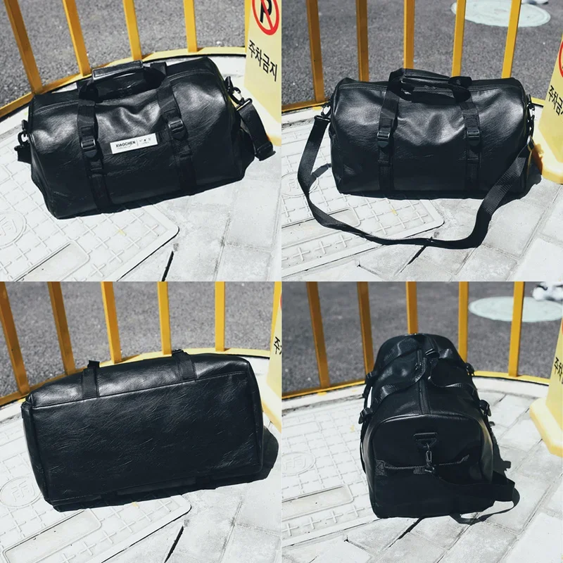 Men Leather Gym Bag Women Fitness Shoe Compartment Sport Bags Waterproof Travel Training Large Capacity Luggage Shoulder Handbag 5