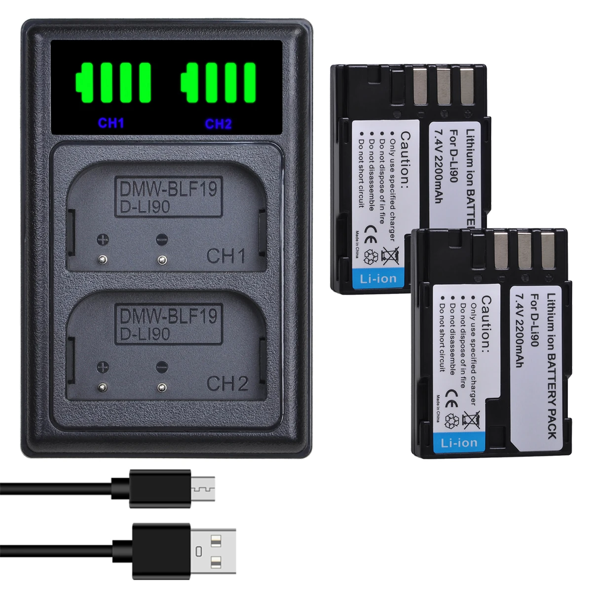 Batmax 2200Mah D-Li90 Dli90 D Li90 Batteria + Led Usb Doppio Caricatore Per Pentax K-7 K-7D K-5 K-5 Ii 645D K01 K-3 K-3 Ii 645Z L15