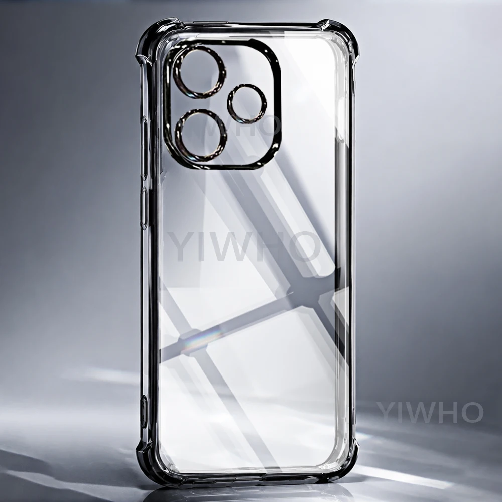 Sleek Transparent Black Phone Case with Clear Back - Soft TPU Protective Camera Cover