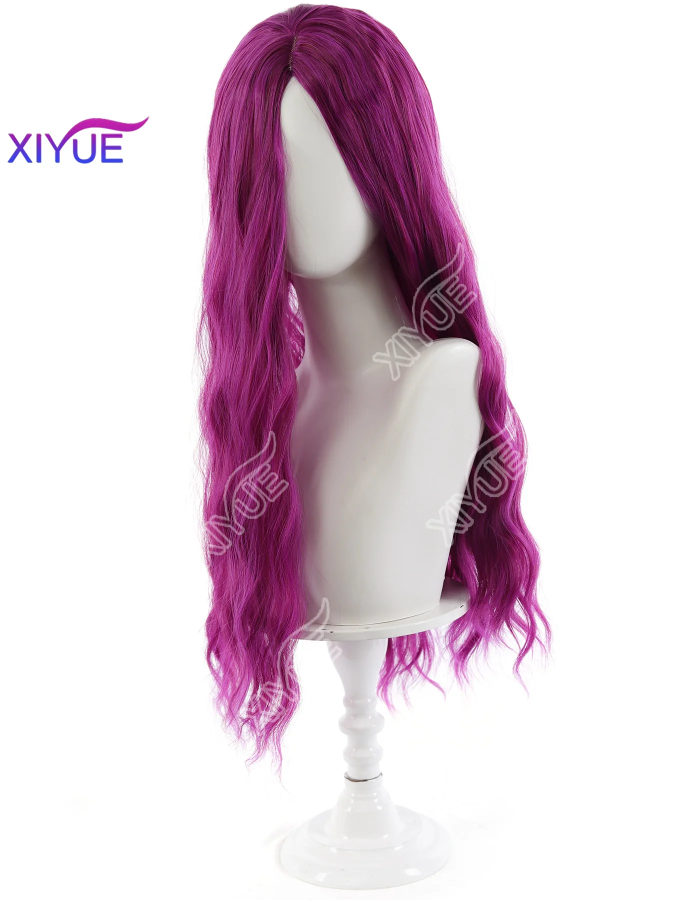 XIYUE Purple Synthetic Wigs for Women Long Burgundy Wavy Wig Middlepart Cosplay Party Daily Hair Fake Hair High Temperature
