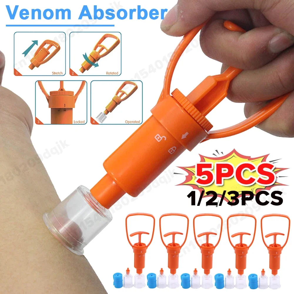 Safety Venom Protector Extractor 1-5pcs Snake Mosquito Bee Bite Vacuum Suction Pump Outdoor Survival Camping Extractor Tools