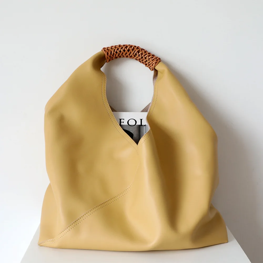

Leather Women's Bag Fashion Versatile Minimalist Splice Woven One Shoulder Women's Bag Geometric Underarm Bag Tote Bag